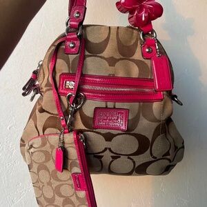 Coach Poppy Daisy Signature Foldover Crossbody Bag & Wristlet Wallet Se